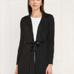 Polyester Viscose Blend Striped Coat For Women