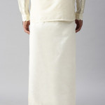 Men Cream-Coloured Pure Silk Dhoti 1