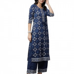 Women's Rayon Printed Straight Kurti with Dupatta Set