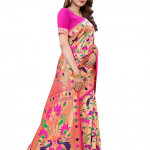 Women's Paithani Silk Saree With unstitched Blouse Piece