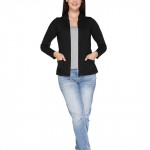 Women Straight Full Sleeve Black Shrug