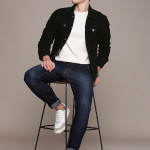 Men Black Solid Denim Jacket