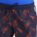 Men Navy Blue & Red Logo Printed Sports Shorts